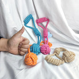 HULIANFU MZHQ 1 Solid color Cotton Rope Braided Labrador Training Molar Teeth Bite-Resistant Teeth Cleaning Dog Pet Toy Ball Dog Supplies