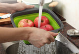 HULIANFU Silicone Folding Drain Basket Fruit Vegetable Washing Basket Foldable Strainer Colander Collapsible Drainer Kitchen Storage Tool