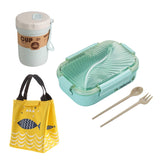 HULIANFU TUUTH Microwave Lunch Box Wheat Straw Bento Box 750ML BPA Free Food Storage Container with Soup Cup