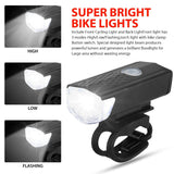 HULIANFU USB Rechargeable Bike Light MTB Bicycle Front Back Rear Taillight Cycling Safety Warning Light Waterproof Bicycle Lamp Flashligh