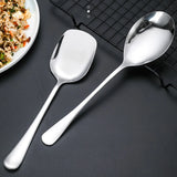 HULIANFU New Big Spoon Large Round/Square Handle Stainless Steel Serving Spoon  Long Handle Soup Spoon Kitchen Flatware Dropshipping