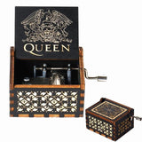 HULIANFU New Black Castle In The Sky Queen  Music Box Wooden Music Box Birthday Gift Antique Carved Wooden Handle
