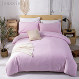 HULIANFU Pure Color Double Duvet Single Twin Comforter Bedding Set 2/3 Bed Cover Set King Queen Size Bed Box Duvets Linen Quilt Cover