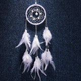 HULIANFU Original silver gray dream catcher 2 ring Indian feather hanging art gifts to bestie friends creative valentine's day gifts