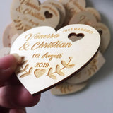 HULIANFU Personalized Wedding Laser Heart Save the Date Magnets,Custom wood rustic save the date,party favors gifts