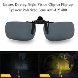 HULIANFU Unisex Clip Polarized Sunglasses Driving Night Vision Clip-on Flip-up Lens Sunglasses Cool Eyewear Clip On Lens Anti-UV 400