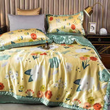 HULIANFU Summer Blanket Ice Silk Quilt Cool Feeling Nap Knee Air Conditioning Quilt Adult Children Washable Bedding