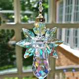 HULIANFU Modern Rainbow Crystal Angel Chakra Suncatcher Charm Window Door Wind Chimes Living Room Hanging Decorations Car Pendant