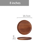 HULIANFU Japanese-style household acacia wood, rectangular and round trays, cup holders, cups, tea cups, snack trays, pizza trays