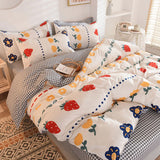 HULIANFU Orange Bedding Set Girls Boys Bed Linen Sheet Plaid Duvet Cover 240x220 Single Double Queen King Quilt Covers Sets Bedclothes