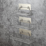 HULIANFU Stainless Steel Bathroom Storage Shelf Punch-Free Kitchen Bathroom Toilet Wall Hanging Storage Rack