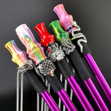 HULIANFU Reusable Hookah Mouthpiece  with Stainless Chain Strap Shisha Mouth Tips Silicon Resin Chicha Narguile Water Pipe Mouthpieces