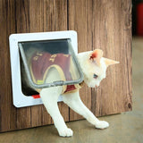 HULIANFU Pet Cat Flap Door with 4 Way Lock Security Flap Door Waterproof Screen Window for Puppy Cats Anti Escape Safety Gate Supplies