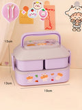HULIANFU Kawaii Portable Lunch Box For Girls School Kids Plastic Picnic Bento Box Microwave Food Box With Compartments Storage Containers