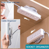 HULIANFU Self-Adhesive Power Strip Holder with Cable Organizer, Wall Mount Patch Panel Socket Holder Home Organizer Remote Holder