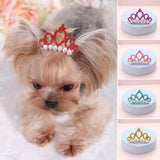 HULIANFU Pet Small Dogs Cat Faux Pearl Crown Shape Bows Hair Clips Head Decoration For Pets Puppy Hairpins Decor Grooming Accessoires