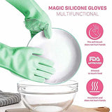 HULIANFU Silicone Dishwashing Cleaning Glove Magic Scrubber Sponge Rubber Glove for Washing Dish Kitchen Car Bathroom Pet Brush Cleaner