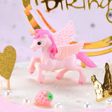 HULIANFU Miniature Rainbow Cake Decoration Unicorn Cake Flag Decoration Pegasus Unicorn Happy Birthday Party Cupcake Decoration Wedding