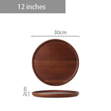 HULIANFU Japanese-style household acacia wood, rectangular and round trays, cup holders, cups, tea cups, snack trays, pizza trays