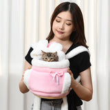 HULIANFU Lovely Pet Carrying Dog Cat Carrier Backpack Warn Plush Travel Bag Chest Pack Breathable Cat Upgrade Transport Backpack ZH847