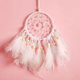 HULIANFU Original silver gray dream catcher 2 ring Indian feather hanging art gifts to bestie friends creative valentine's day gifts