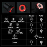 HULIANFU NEWBOLER Smart Bicycle Rear Light Auto Start/Stop Brake Sensing IPx6 Waterproof USB Charge Cycling Tail Taillight Bike LED Light