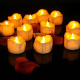HULIANFU Pack of 12/24 Flickering Remote Control Candles Warm White/Yellow Electric Flameless Tealights For Valentine  Day Decoration