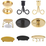 HULIANFU Iron Black Gold Plated Candle Holders Pillar Metal Plate For Wedding Party Festival Candlestick Holder Art Gift Home Decoration
