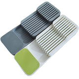 HULIANFU Knife Holder Spoons Storage Plastic Cutlery Drawer Storage Box Durable Plastic Tray Cutlery Rack For Kitchen Storage