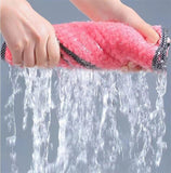 HULIANFU Super Absorbent Microfiber Kitchen Tableware Dish Cloth 25x25cm Household Cleaning Towel Kitchen Clean Rags Coral Velvet Towels