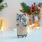 HULIANFU Unfinished Fashion Siamese Hawksbail Tabby Civet Cat Kitty Wool Doll Women Handmade Needle Felt Kit Package DIY Gift For Kids