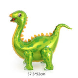 HULIANFU Large 4D Walking Dinosaur Foil Balloons Jungle Animal Boys Birthday Party Decors Jurassic  Standind Dragon Kids Toys Air Globos