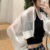 Hulianfu Jackets Women Cropped Thin Summer Zipper Pure Color Cool Simple Outwear Sun Protection Outdoor Fashion Ladies Leisure Popular