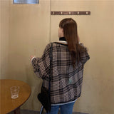 Oversized Hoodie Plaid Pullovers V-Neck Long Sleeve Top Women Loose Korean Fashion Clothing Harajuku Sweatshirt Women Clothing