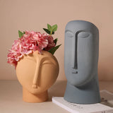 HULIANFU Nordic Ins Minimalist Ceramic Abstract Vase Black and White Human Face Creative Display Room Decorative Figue Head Shape Vase