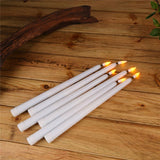 HULIANFU Pack of 12 Yellow Flickering Remote LED Candles,Plastic Flameless Remote Taper Candles,bougie led For Dinner Party Decoration