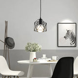 HULIANFU Modern LED Pendant Light Iron Gold Black Minimalist  Metal Cage Pendant Lamp Living Room Restaurant Shop Bar Fixture Decoration