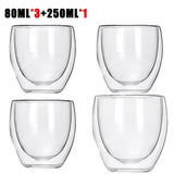 HULIANFU Transparent glass coffee cup milk whiskey tea beer double creative heat resistant cocktail Vodka wine mug Drinkware tumbler cups