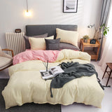 HULIANFU Nordic Double Color Bedding Set Single Queen King Duver Cover Set 240x220 Bed Sheet Bed Linen Pillowcase Gray Pink Quilt Covers