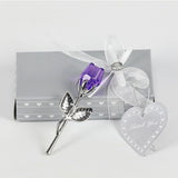 HULIANFU Valentines Day Gift Crystal Glass Rose Artificial Flower Silver Gold Rod Rose Flower for Girlfriend Wedding Gifts for Guest