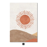 HULIANFU Nordic Desert Boho Canvas Prints Cactus Wall Art Abstract Landscape Sun and Moon Scene Wall Picture for Living Room Home Decor