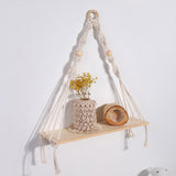 HULIANFU Wall Hanging Shelf Boho Home Decor Rope Macrame Shelf for Plant Hanger Farmhouse Rustic Planter Bedroom Living Room Decoration
