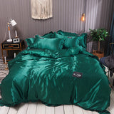 HULIANFU Pure Satin Silk Bedding Set Lace Luxury Duvet Cover Set Single Double Queen King Size 240x220 Couple Quilt Covers White Gray Red