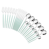 HULIANFU Pink Gold Cutlery Set Stainless Steel Dinnerware Set 24Pcs Knives Forks Coffee Spoons Flatware Set Kitchen Dinner Tableware Set