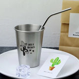 HULIANFU NorthernEurope Ins Industry Style 304 Stainless Steel Spray Paint Beer Cup Cold Water Drinks Cup Household Office Use Gargle Cup