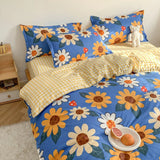 HULIANFU Orange Bedding Set Girls Boys Bed Linen Sheet Plaid Duvet Cover 240x220 Single Double Queen King Quilt Covers Sets Bedclothes