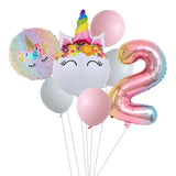 HULIANFU Rainbow Unicorn Balloon Number Foil Globos 1 2 3 4 Years Old Birthday Party Decoration Kid Unicorn Theme Party Wedding Balls Toy