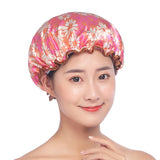 HULIANFU Waterproof Shower Cap Double Layer Elastic Bath Hat Bathing Cap For Women Spa Bathing Accessory Hair Salon Bathroom Product