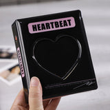 HULIANFU Kpop Card Binder 3inch Photo Album Hollow Love Heart Model Photocard Holder Plaid Album Instax Mini Album For Cards Collect Book