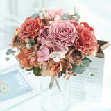 HULIANFU 2023 Beautiful Hydrangea Roses Artificial Flowers for Home Wedding Decorations High Quality Autumn Bouquet Mousse Peony Fake Flower